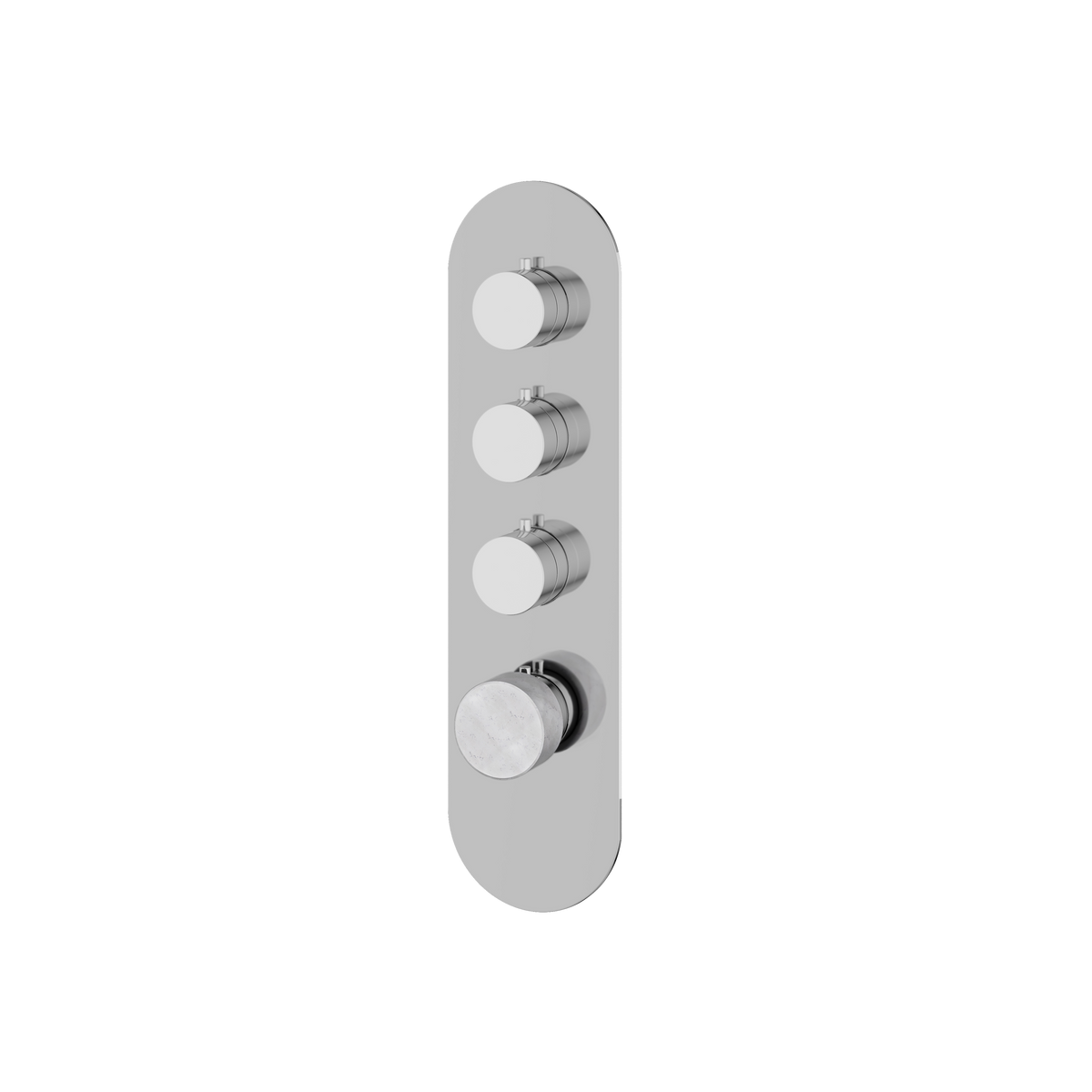 Aquabrass Marmo Round Trim Set for 3 Shut-Off Thermostatic Valve RM03BC in white carrara polished chrome