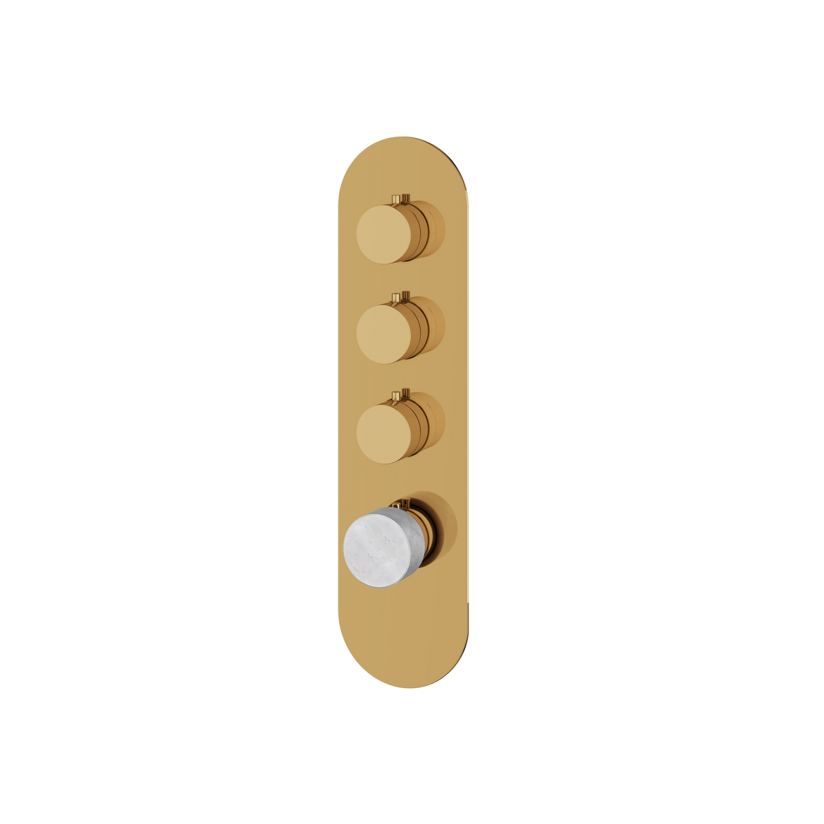 Aquabrass Marmo Round Trim Set for 3 Shut-Off Thermostatic Valve RM03BC in white carrara polished gold