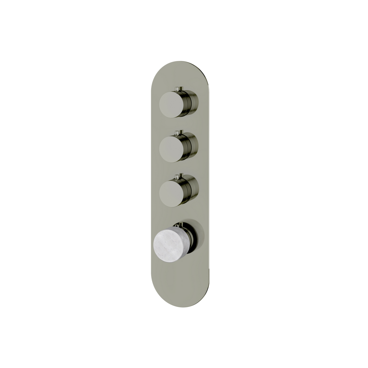 Aquabrass Marmo Round Trim Set for 3 Shut-Off Thermostatic Valve RM03BC in white carrara polished nickel