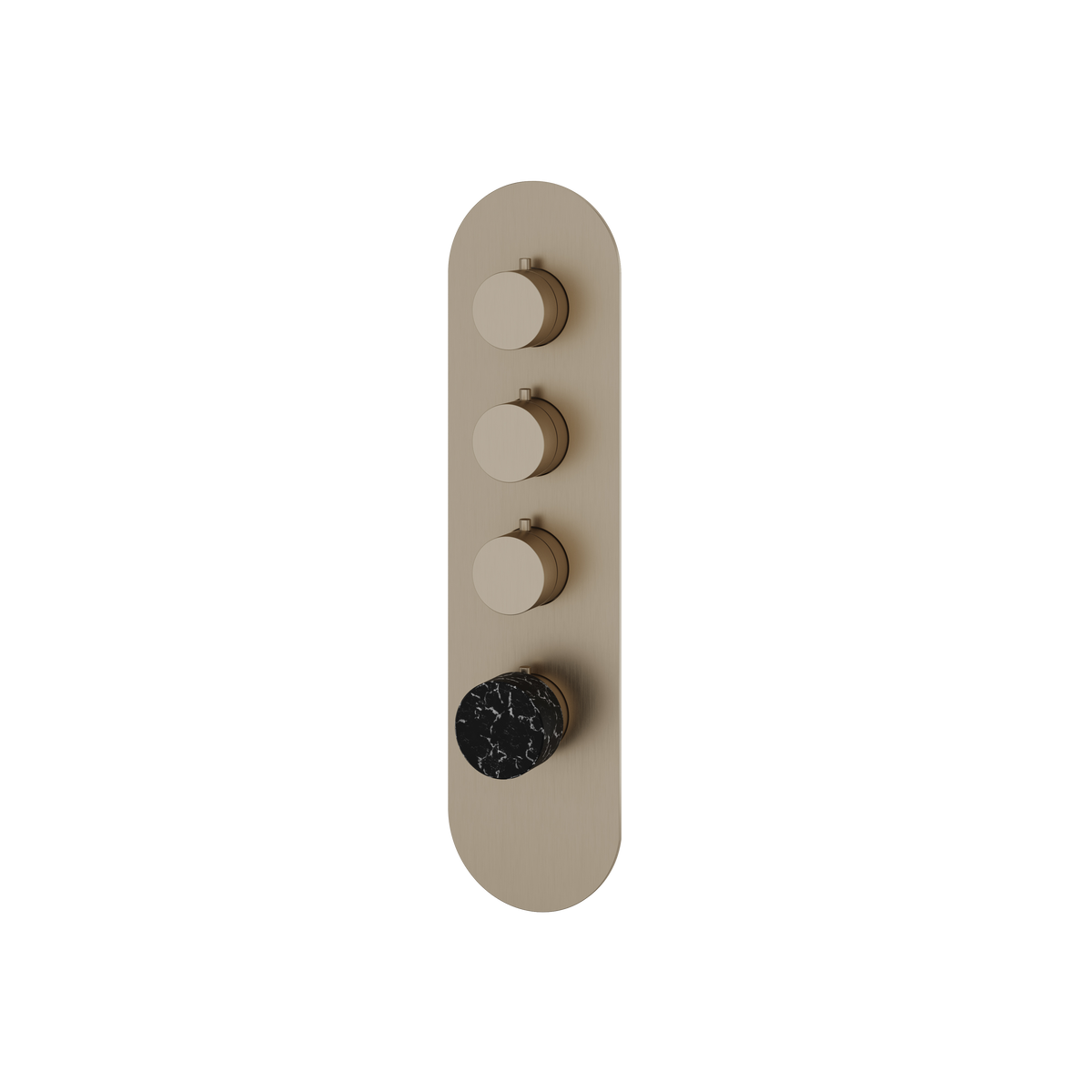 Aquabrass Marmo Round Trim Set for 3 Shut-Off Thermostatic Valve RM03NM in black marquina brushed nickel