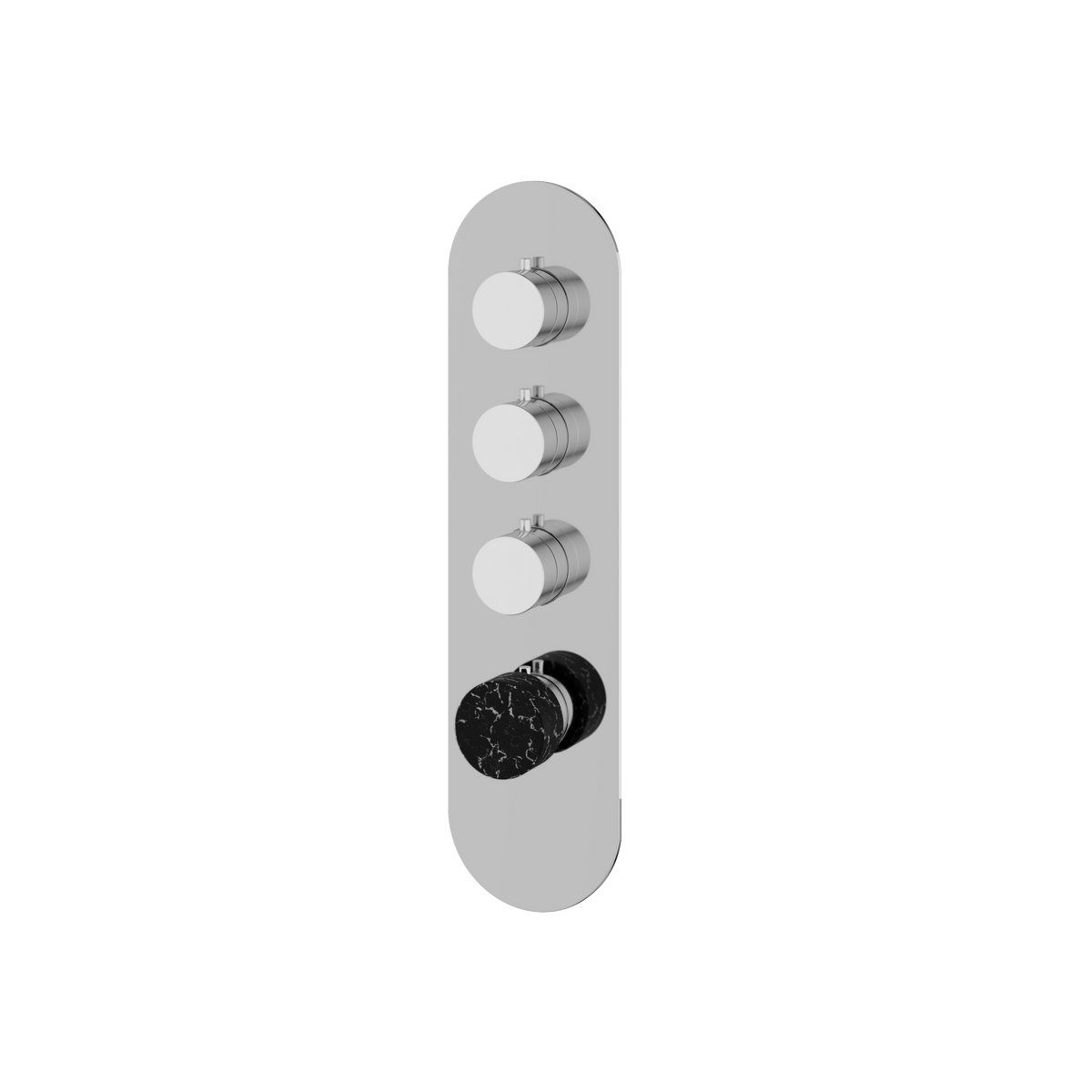 Aquabrass Marmo Round Trim Set for 3 Shut-Off Thermostatic Valve RM03NM in black marquina polished chrome