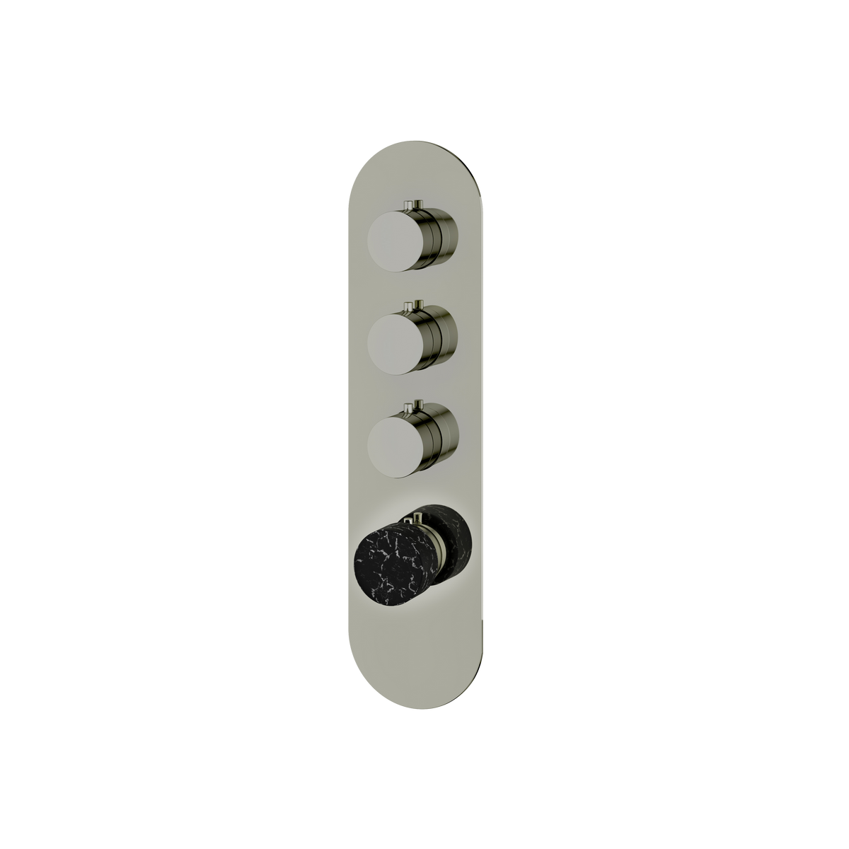Aquabrass Marmo Round Trim Set for 3 Shut-Off Thermostatic Valve RM03NM in black marquina polished nickel
