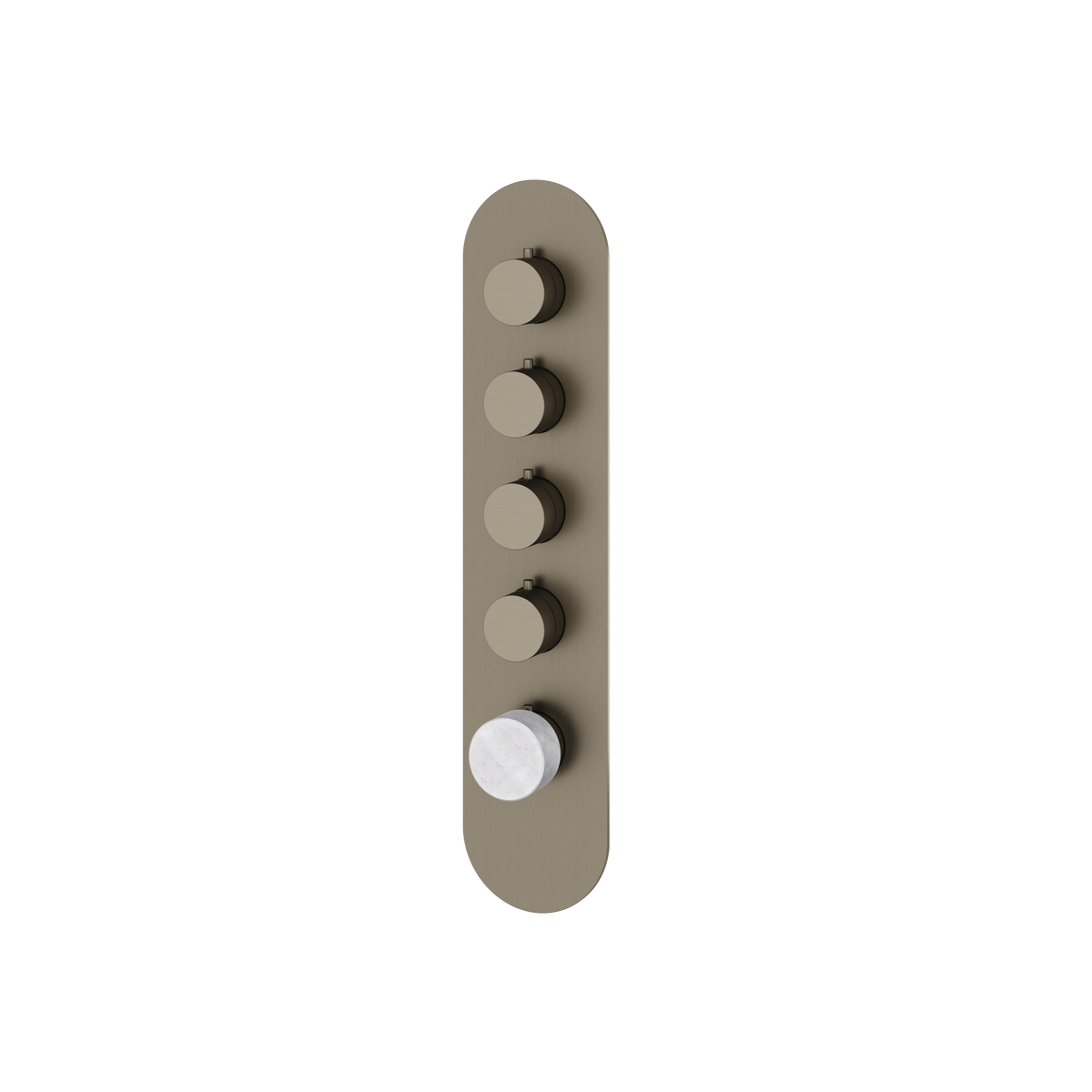 Aquabrass Marmo Round Trim Set for 4 Shut-Off Thermostatic Valve RM04BC in white carrara brushed black chrome