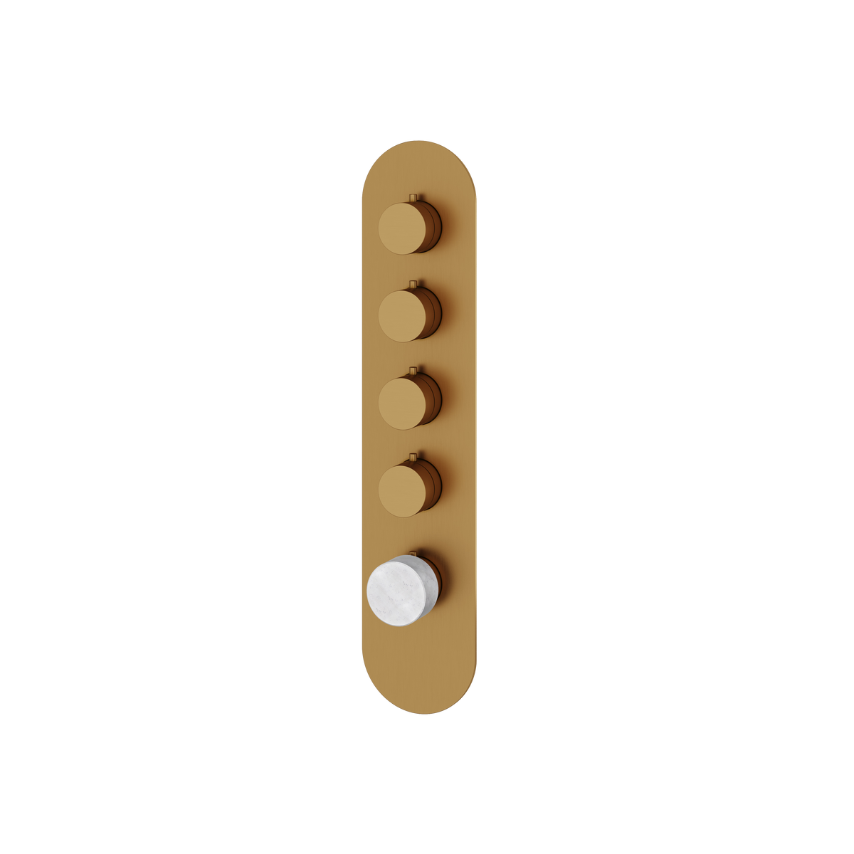 Aquabrass Marmo Round Trim Set for 4 Shut-Off Thermostatic Valve RM04BC in white carrara brushed gold