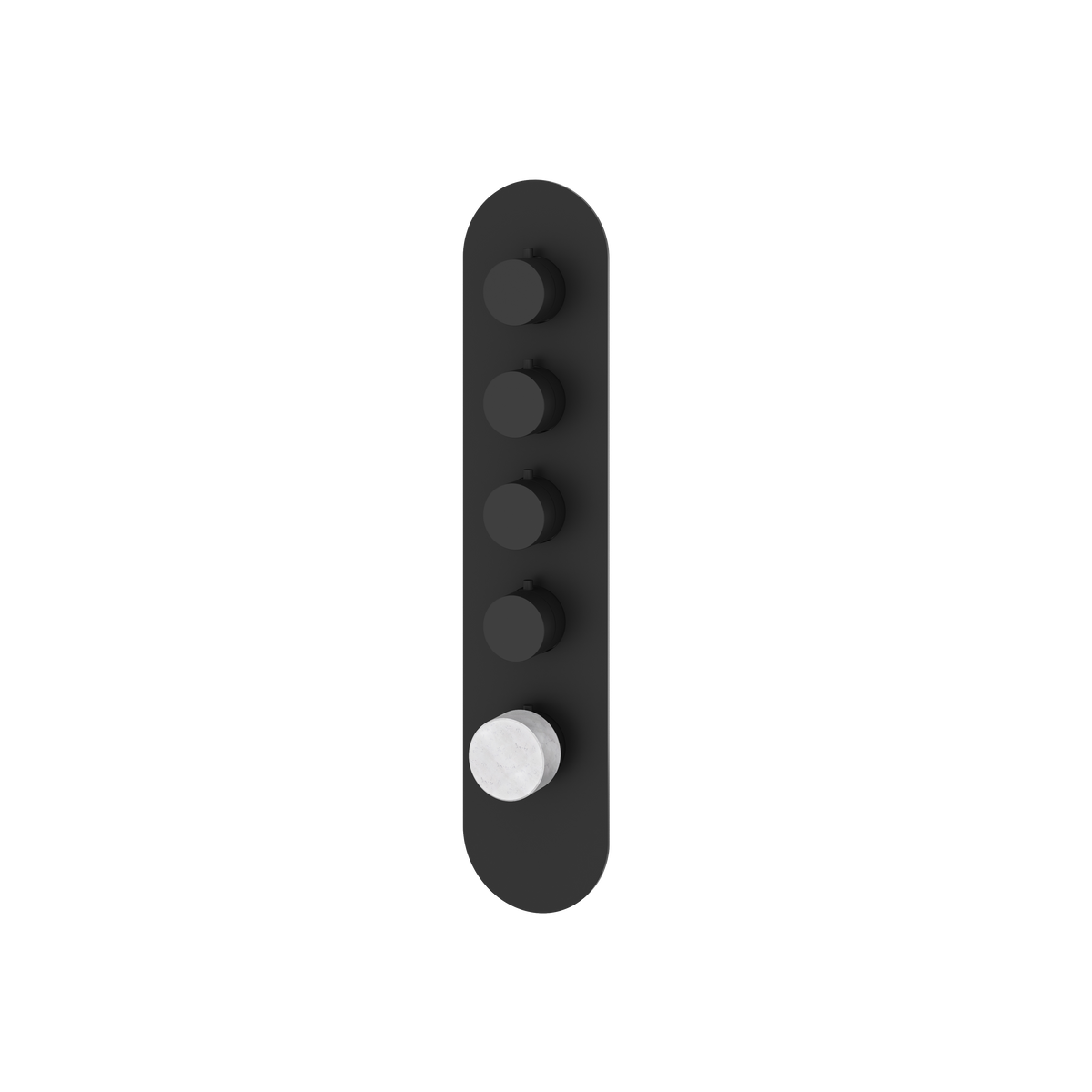 Aquabrass Marmo Round Trim Set for 4 Shut-Off Thermostatic Valve RM04BC in white carrara black