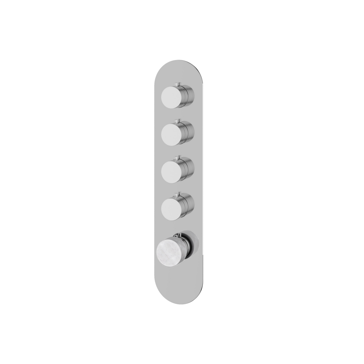 Aquabrass Marmo Round Trim Set for 4 Shut-Off Thermostatic Valve RM04BC in white carrara polished chrome