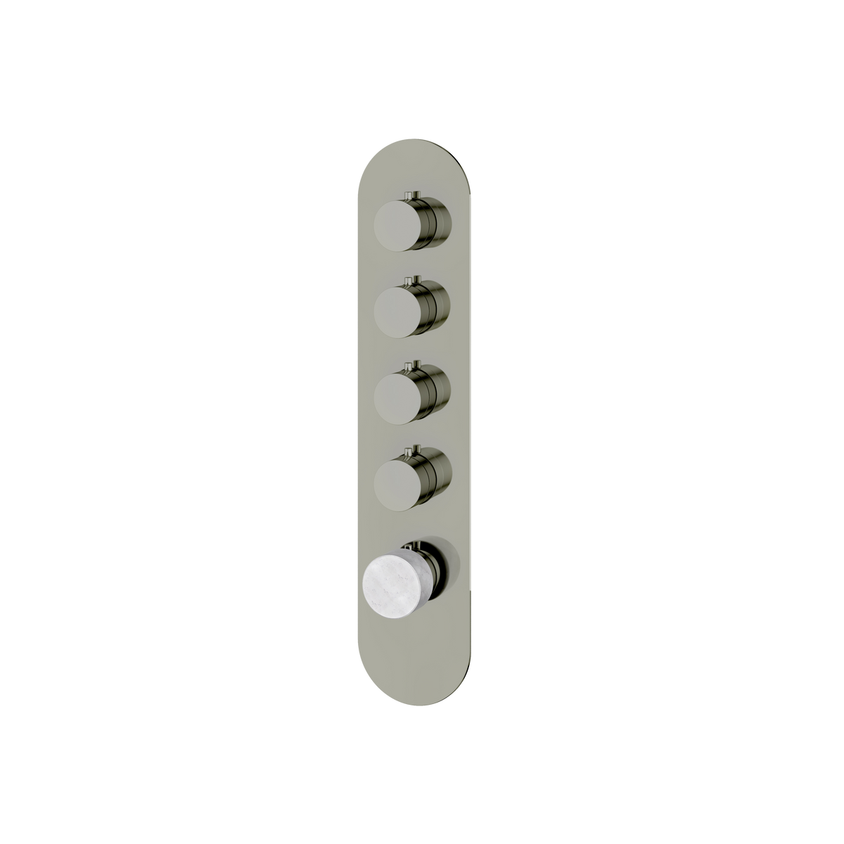 Aquabrass Marmo Round Trim Set for 4 Shut-Off Thermostatic Valve RM04BC in white carrara polished nickel