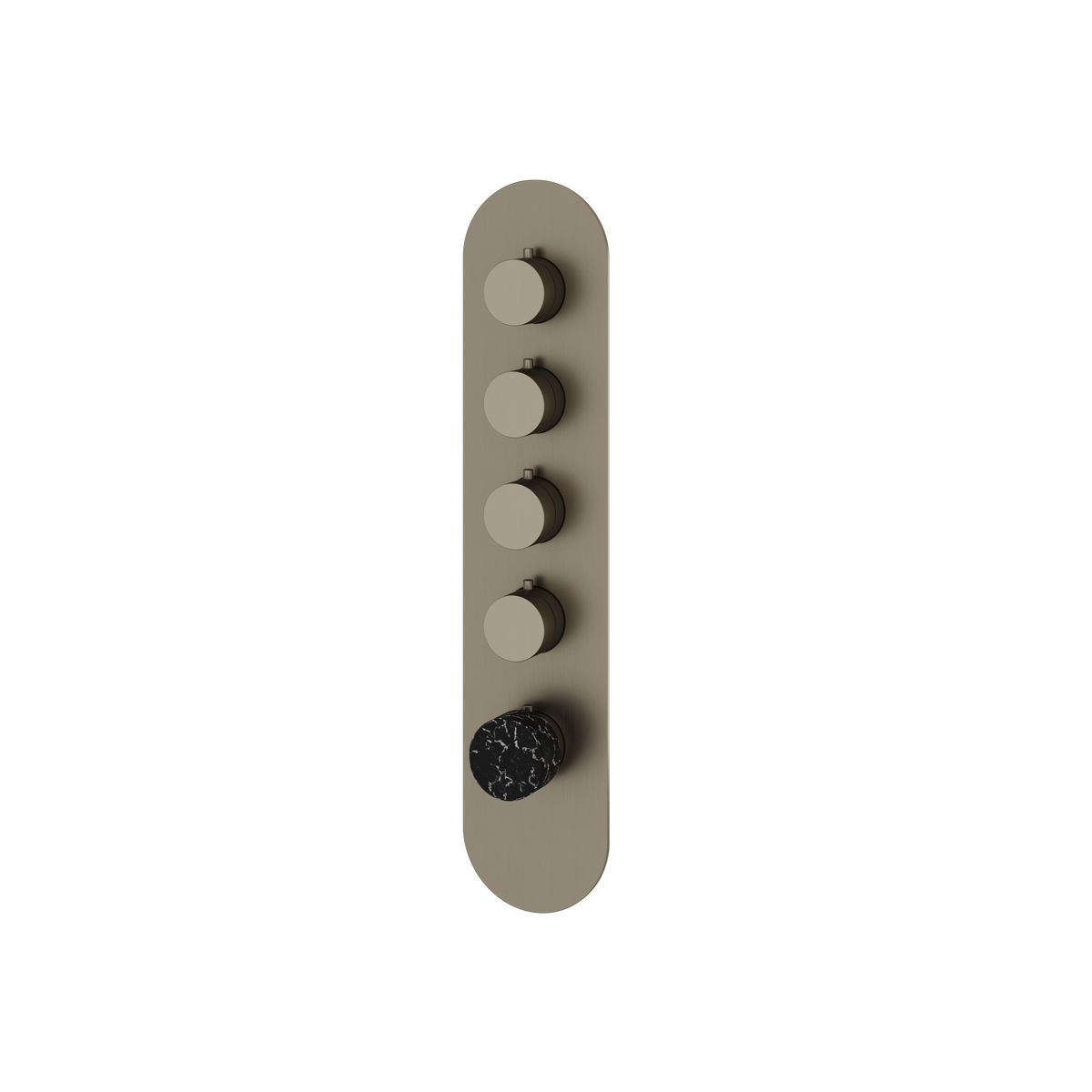 Aquabrass Marmo Round Trim Set for 4 Shut-Off Thermostatic Valve RM04NM in black marquina brushed black chrome
