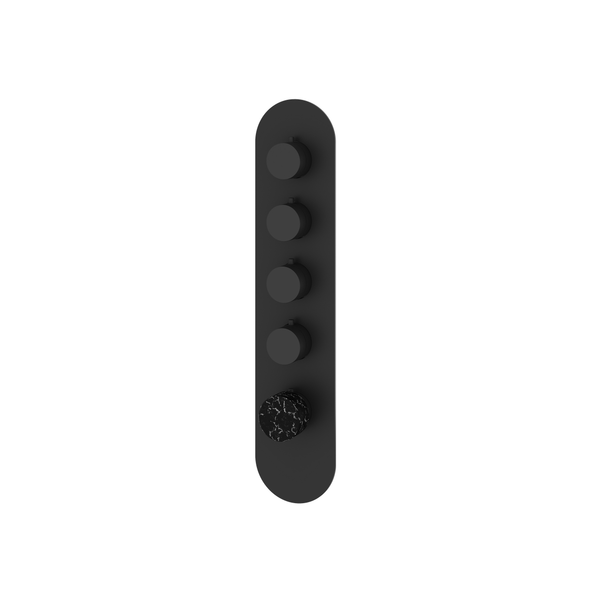 Aquabrass Marmo Round Trim Set for 4 Shut-Off Thermostatic Valve RM04NM in black marquina black