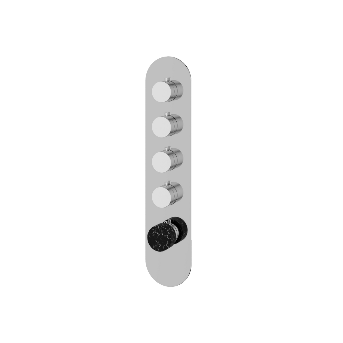 Aquabrass Marmo Round Trim Set for 4 Shut-Off Thermostatic Valve RM04NM in black marquina polished chrome