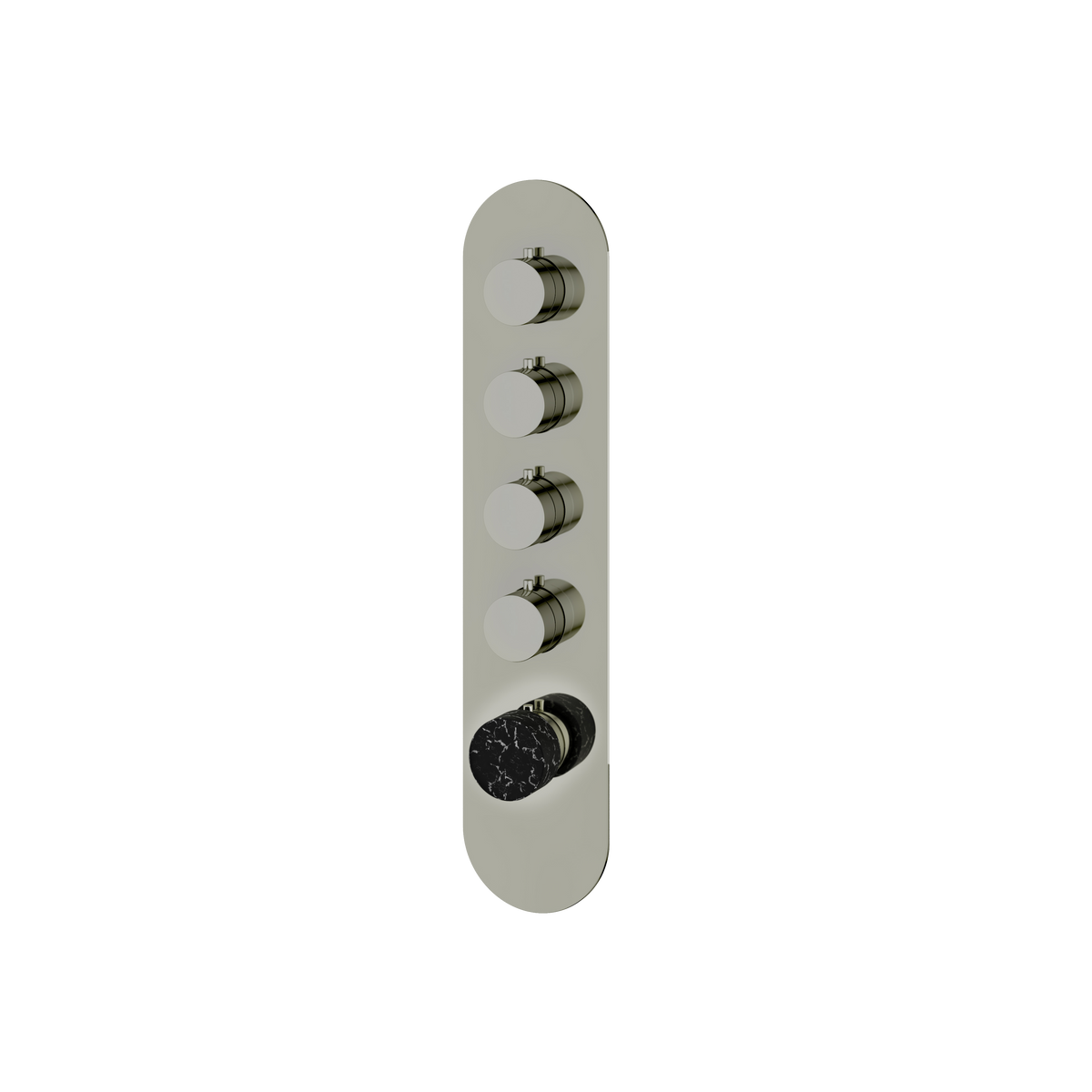 Aquabrass Marmo Round Trim Set for 4 Shut-Off Thermostatic Valve RM04NM in black marquina polished nickel