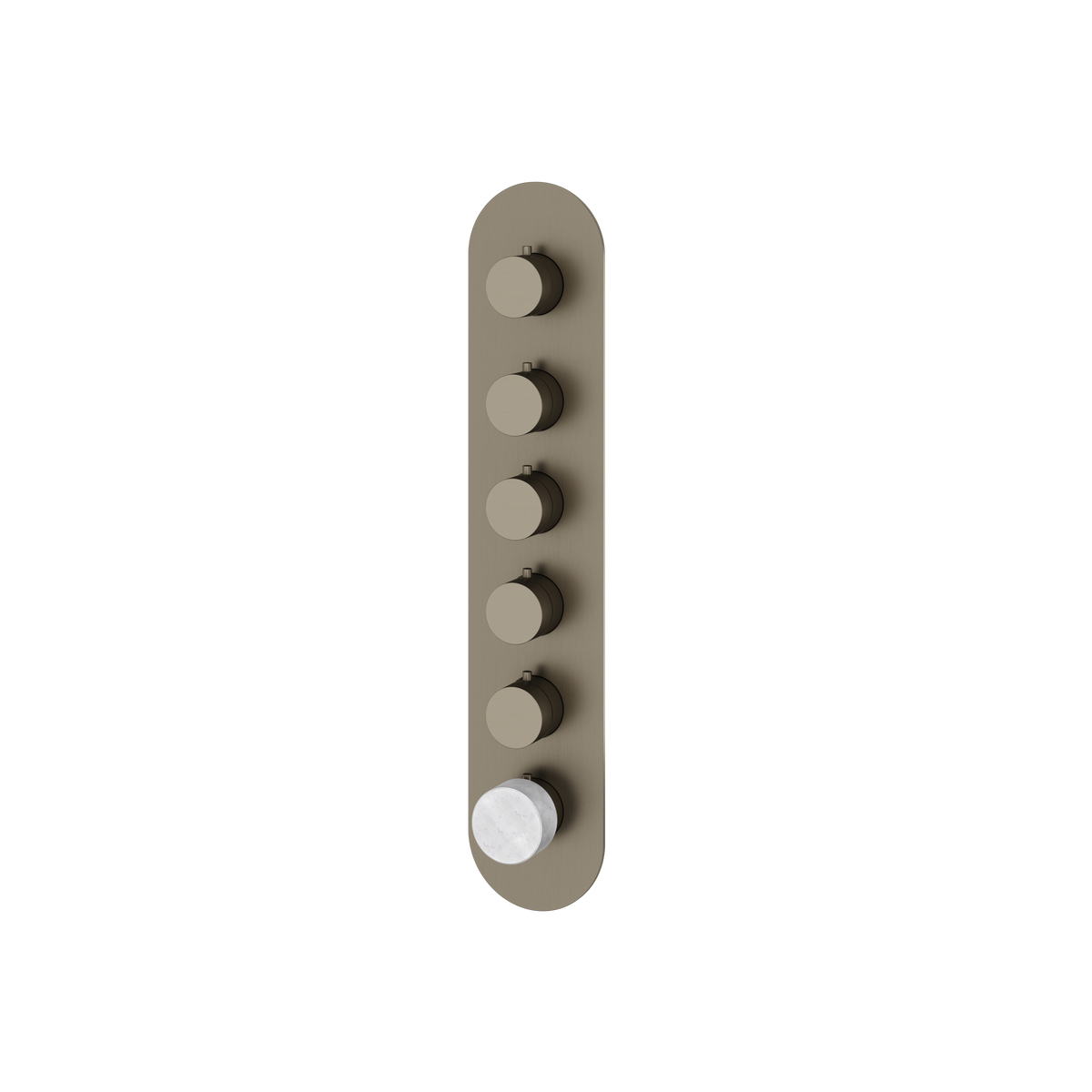 Aquabrass Marmo Round Trim Set for 5 Shut-Off Thermostatic Valve RM05BC in white carrara brushed black chrome