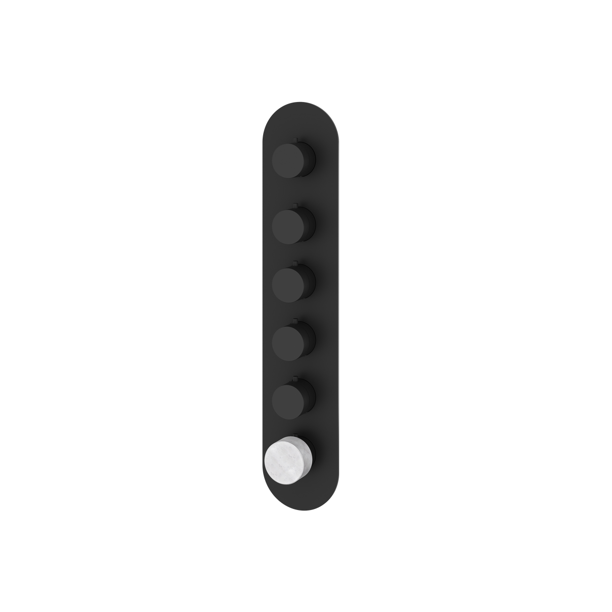 Aquabrass Marmo Round Trim Set for 5 Shut-Off Thermostatic Valve RM05BC in white carrara black