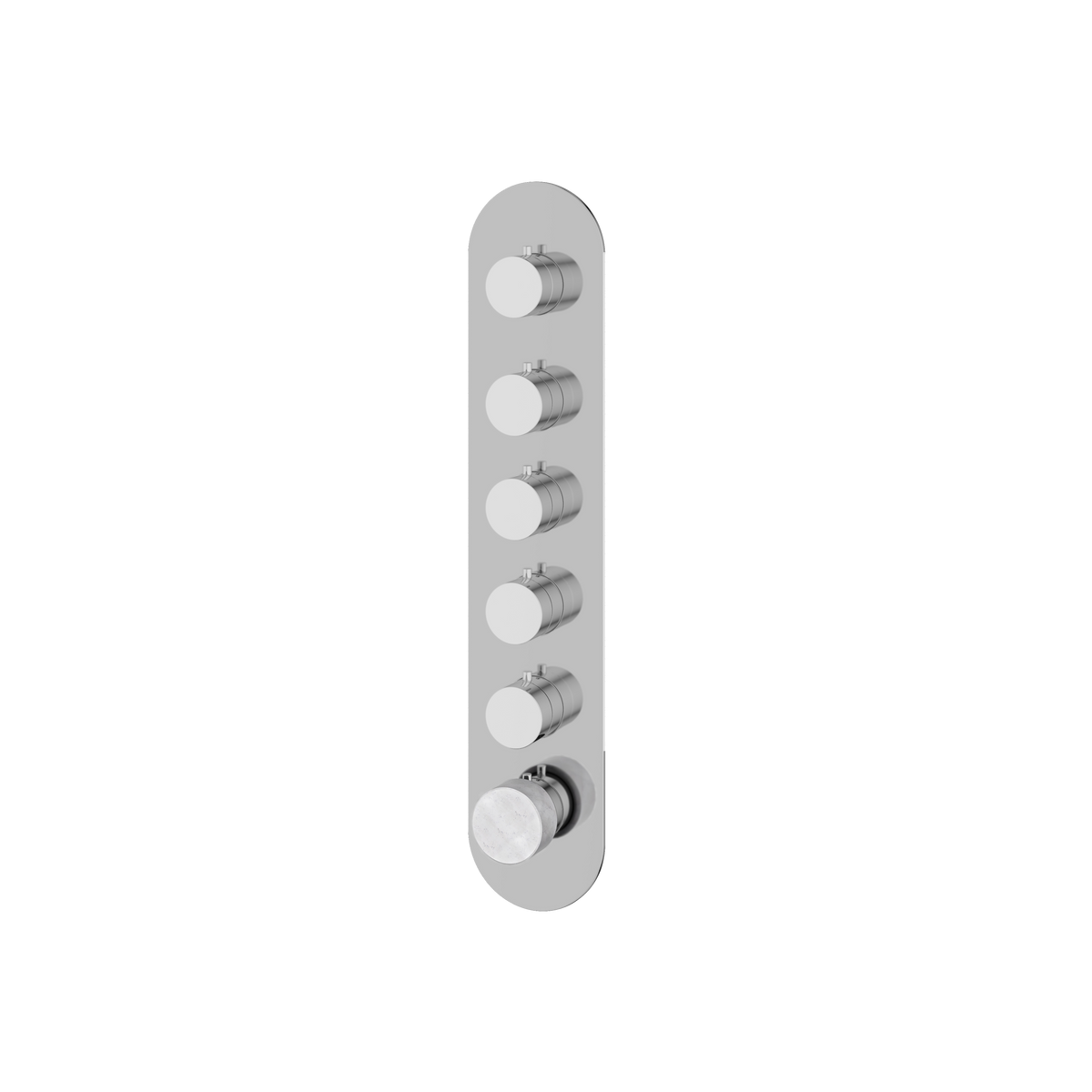 Aquabrass Marmo Round Trim Set for 5 Shut-Off Thermostatic Valve RM05BC in white carrara polished chrome