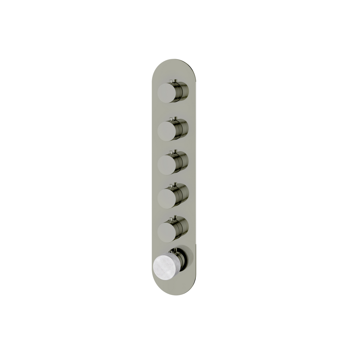 Aquabrass Marmo Round Trim Set for 5 Shut-Off Thermostatic Valve RM05BC in white carrara polished nickel