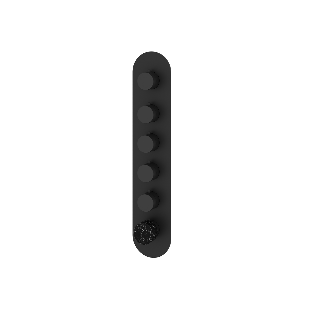 Aquabrass Marmo Round Trim Set for 5 Shut-Off Thermostatic Valve RM05NM in black marquina black