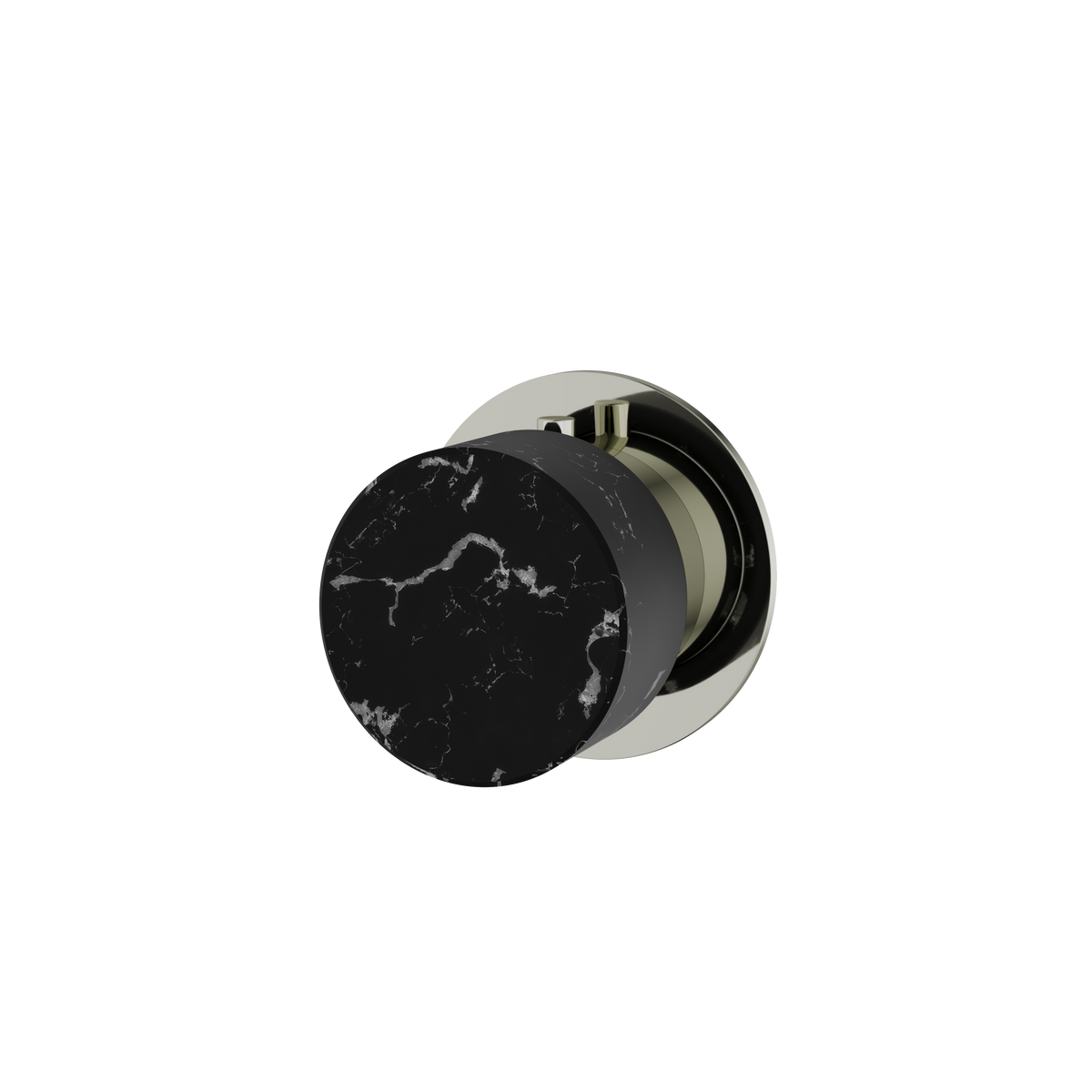 Aquabrass Marmo Round Trim for Shut-Off Valve RM06NM in black marquina polished nickel