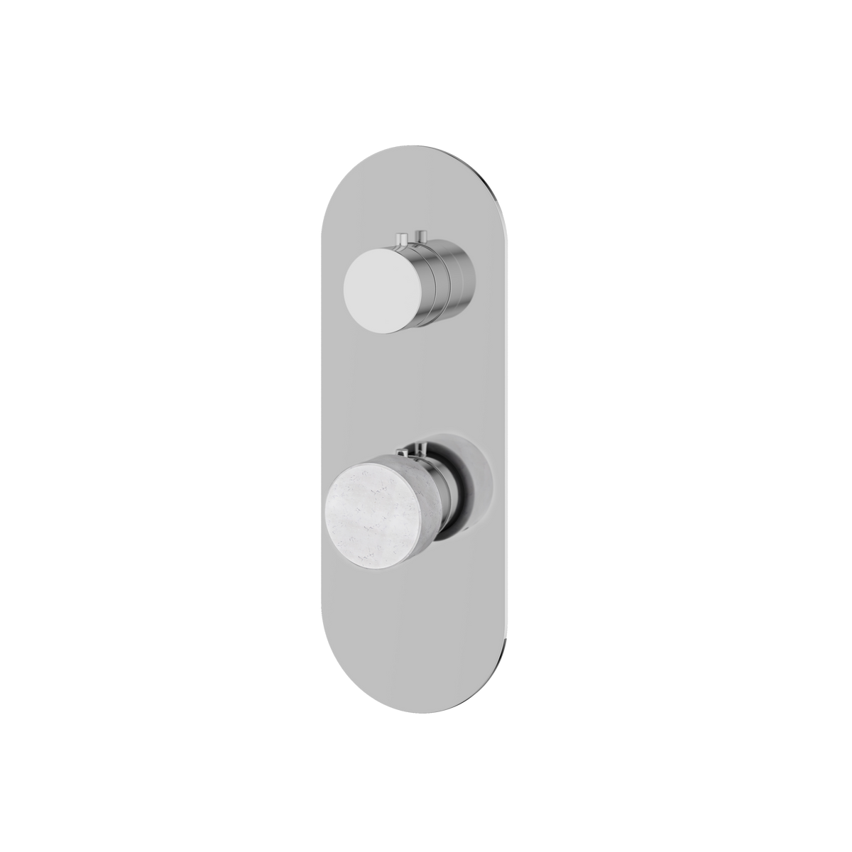 Aquabrass Marmo Round Trim Set with 3-Way Non-shared Diverter for Thermostatic Valve RM31BC in white carrara polished chrome