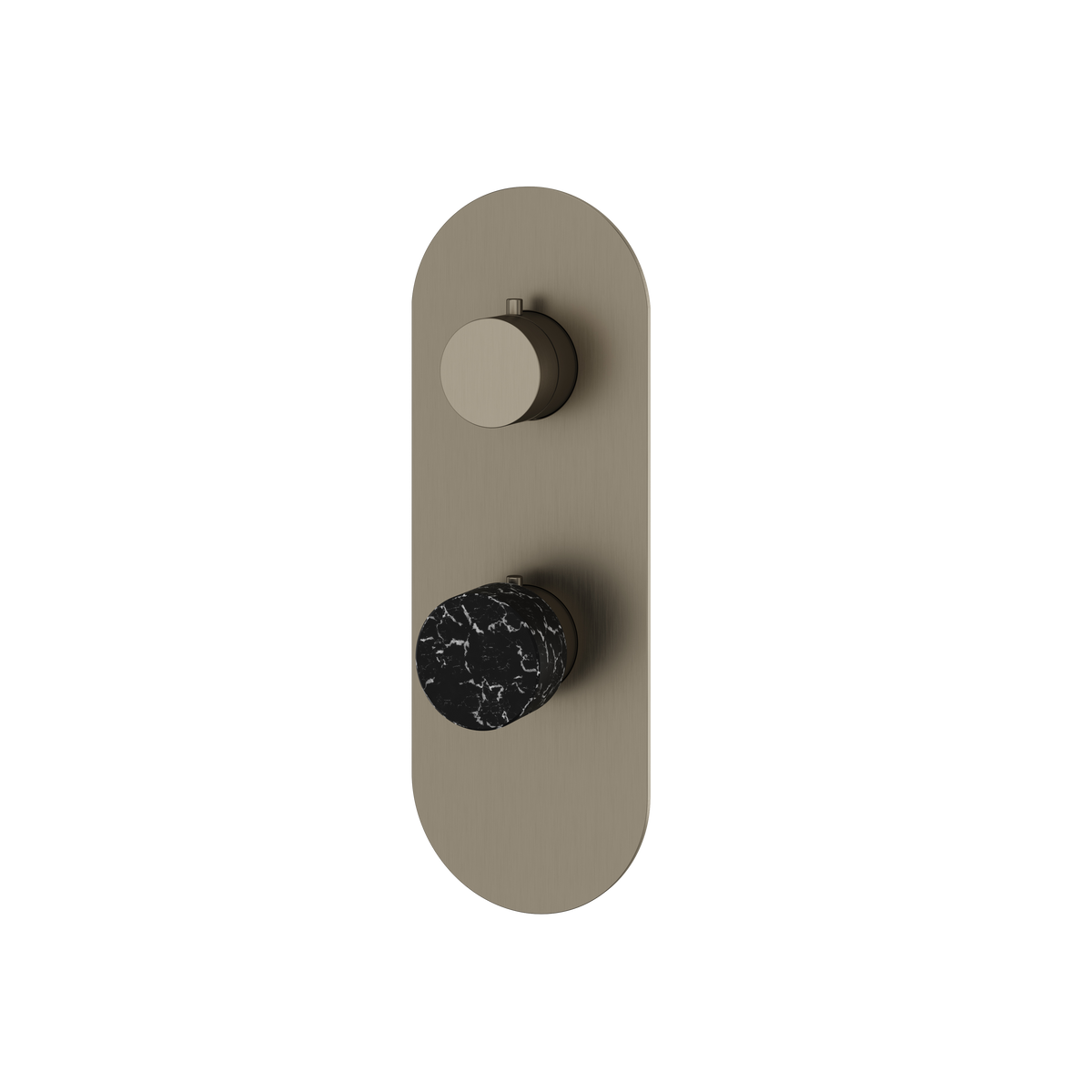 Aquabrass Marmo Round Trim Set with 3-Way Non-shared Diverter for Thermostatic Valve RM31NM in black marquina brushed black chrome