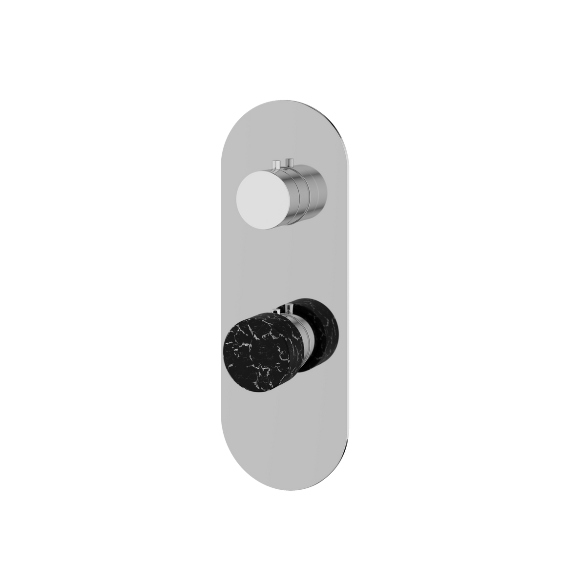 Aquabrass Marmo Round Trim Set with 3-Way Non-shared Diverter for Thermostatic Valve RM31NM in black marquina polished chrome