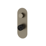 Aquabrass Marmo Round Trim Set with 3-Way Shared Diverter for Thermostatic Valve RM32NM in black marquina brushed black chrome