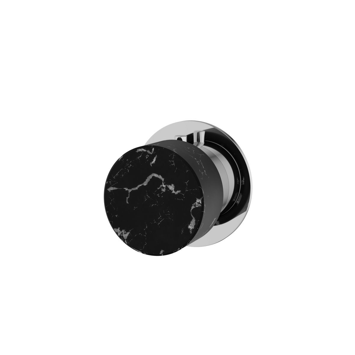 Aquabrass Marmo Round Trim Set for Diverter Valve 2-Way Shared RM92NM in black marquina polished chrome