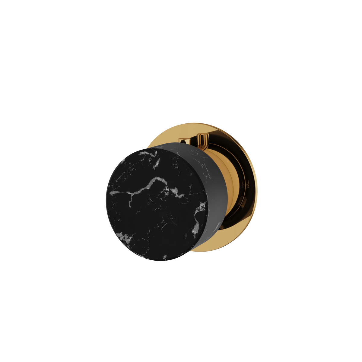Aquabrass Marmo Round Trim Set for Diverter Valve 2-Way Shared RM92NM in black marquina polished gold