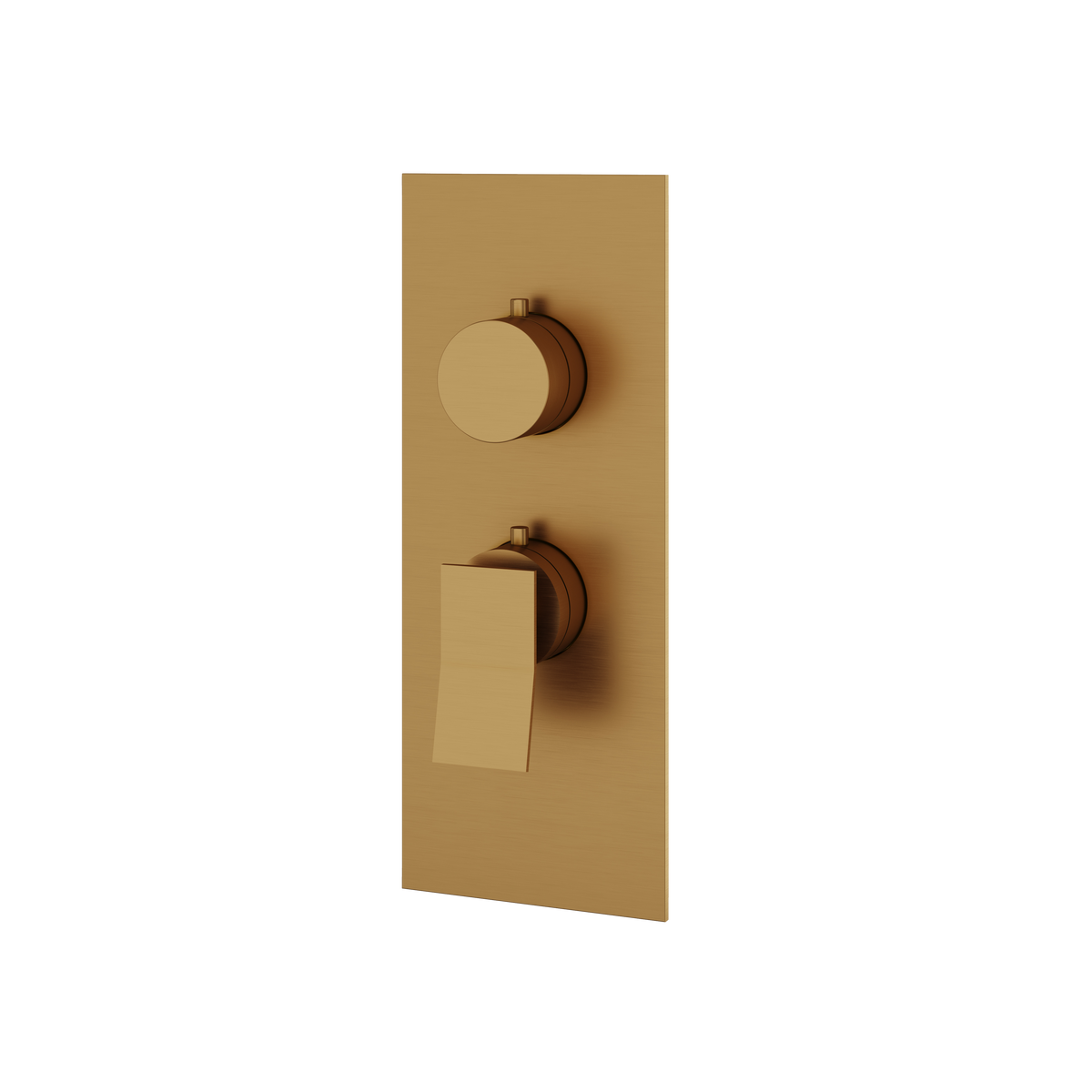 Aquabrass Chicane Square Round Trim Set for 1 Shut-Off Thermostatic Valve SR3119 in brushed gold