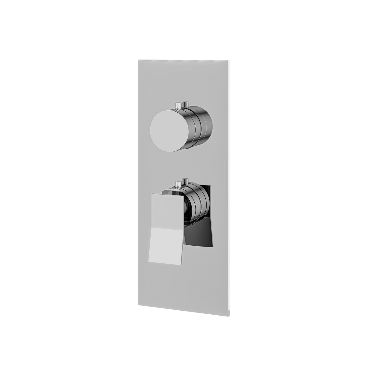 Aquabrass Chicane Square Round Trim Set for 1 Shut-Off Thermostatic Valve SR3119 in polished chrome