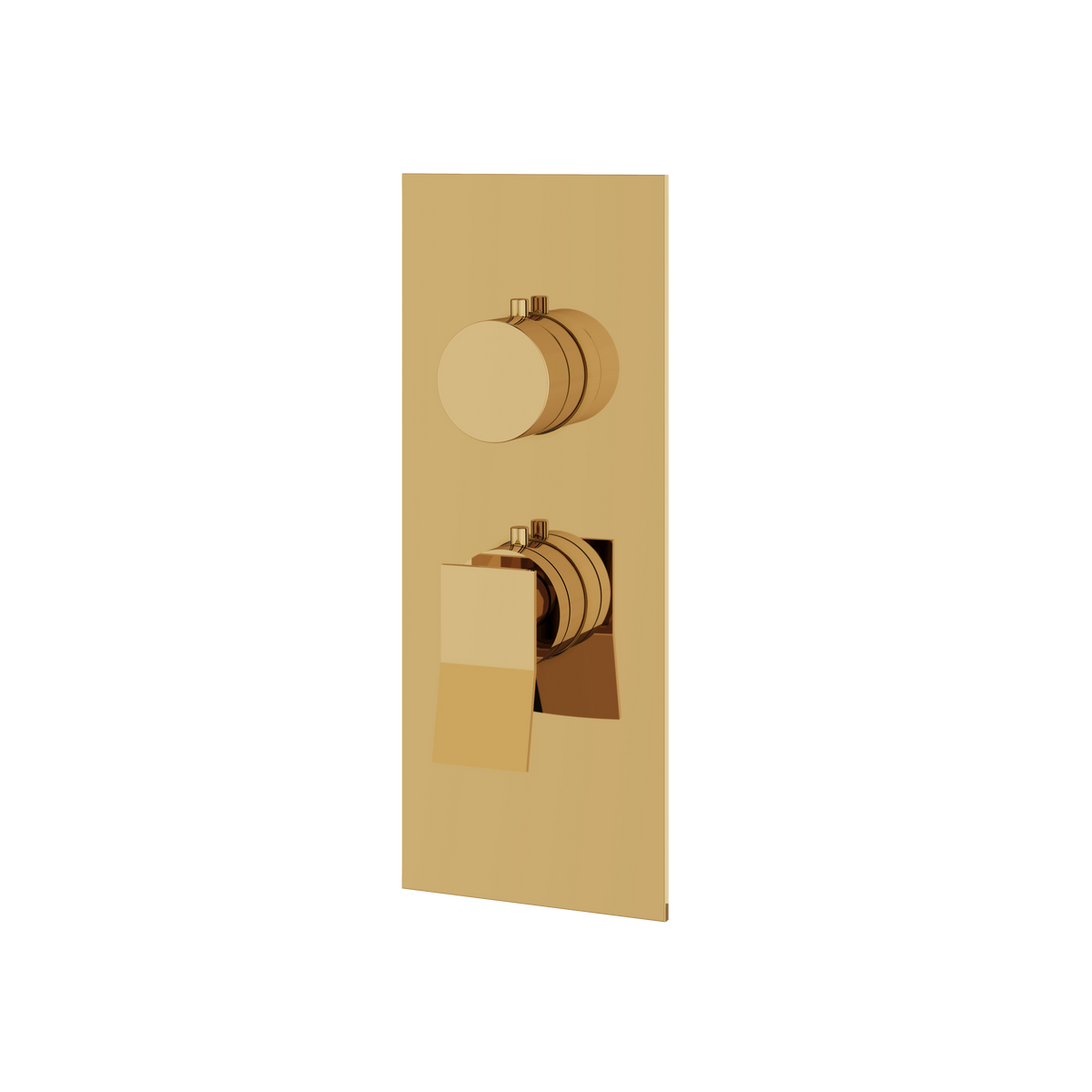 Aquabrass Chicane Square Round Trim Set for 1 Shut-Off Thermostatic Valve SR3119 in polished gold