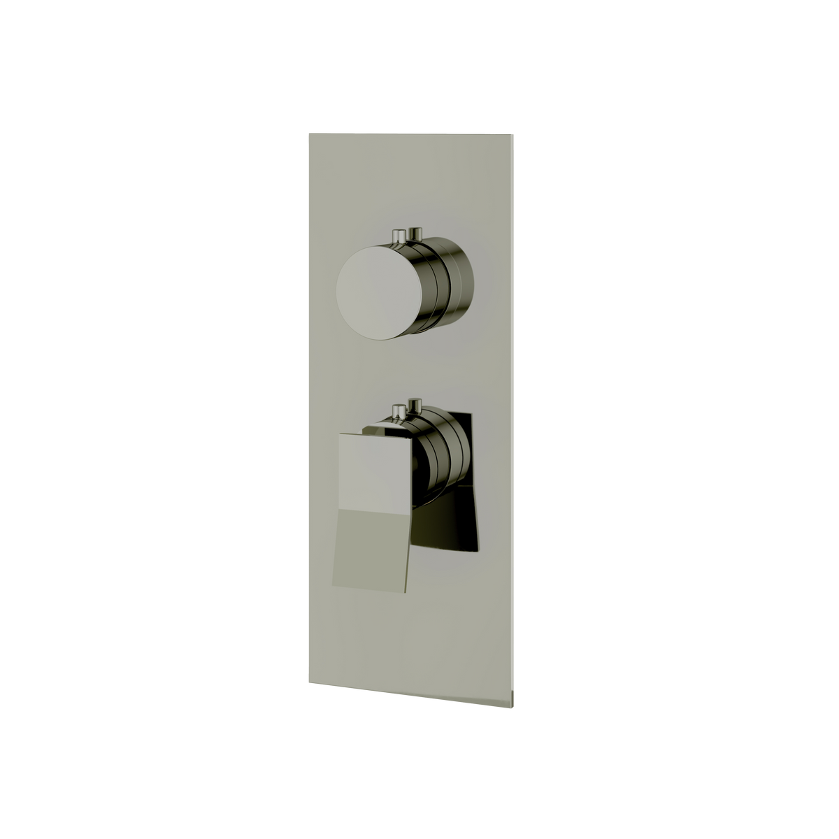 Aquabrass Chicane Square Round Trim Set for 1 Shut-Off Thermostatic Valve SR3119 in polished nickel