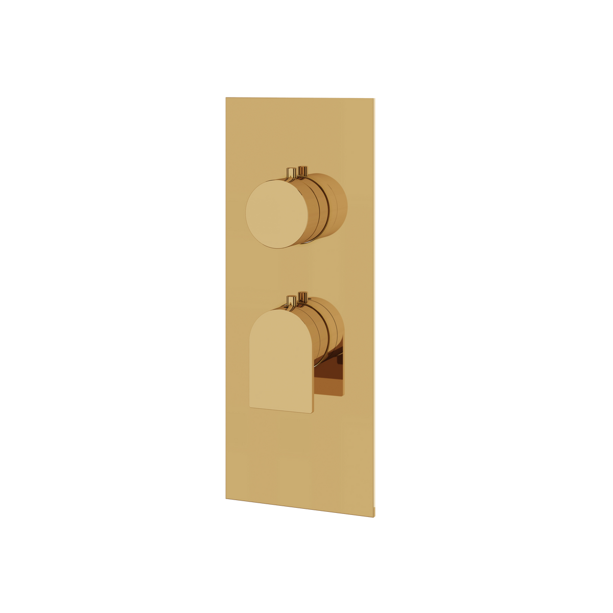 Aquabrass Alpha Square Round Trim Set for 1 Shut-Off Thermostatic Valve SR3192 in polished gold