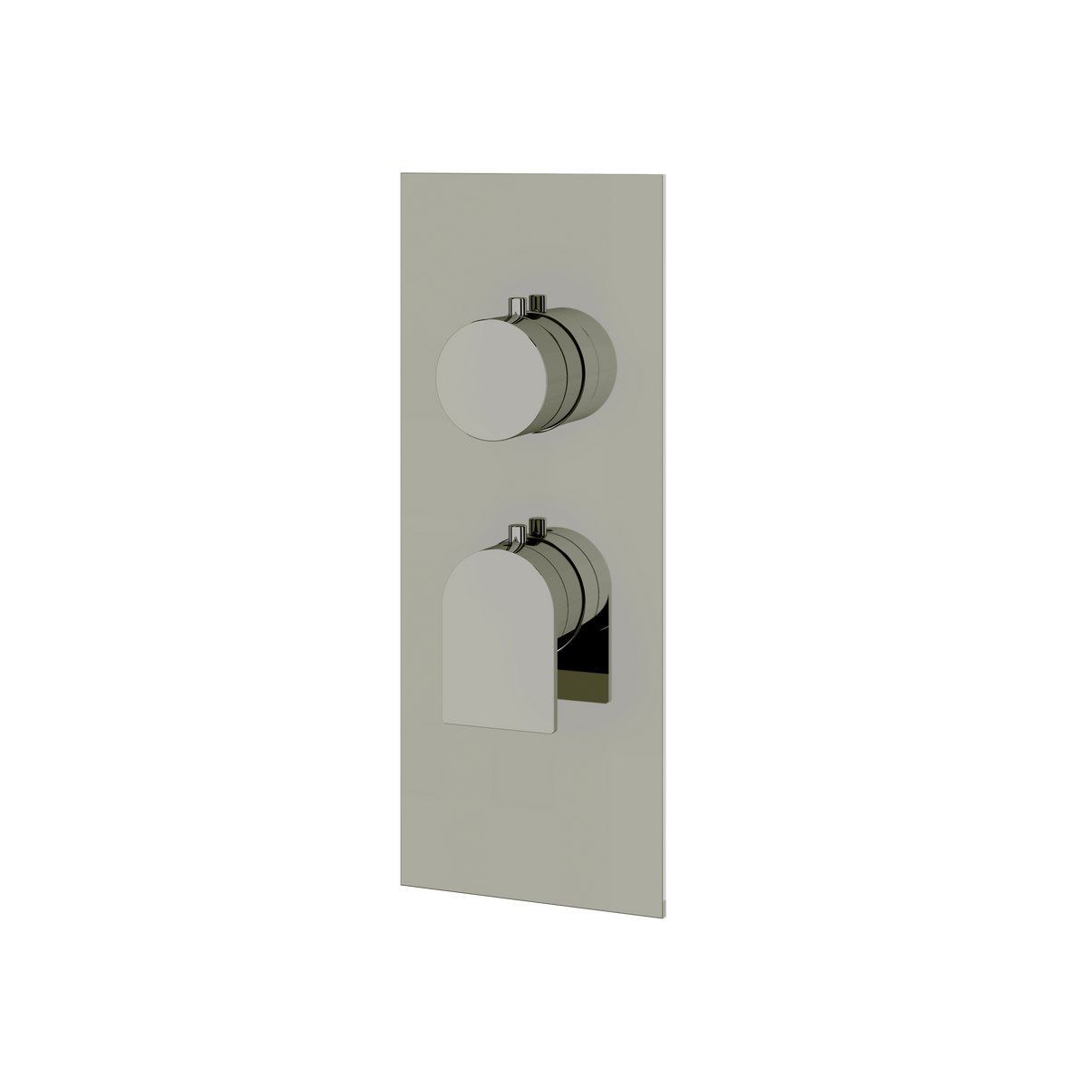 Aquabrass Alpha Square Round Trim Set for 1 Shut-Off Thermostatic Valve SR3192 in polished nickel