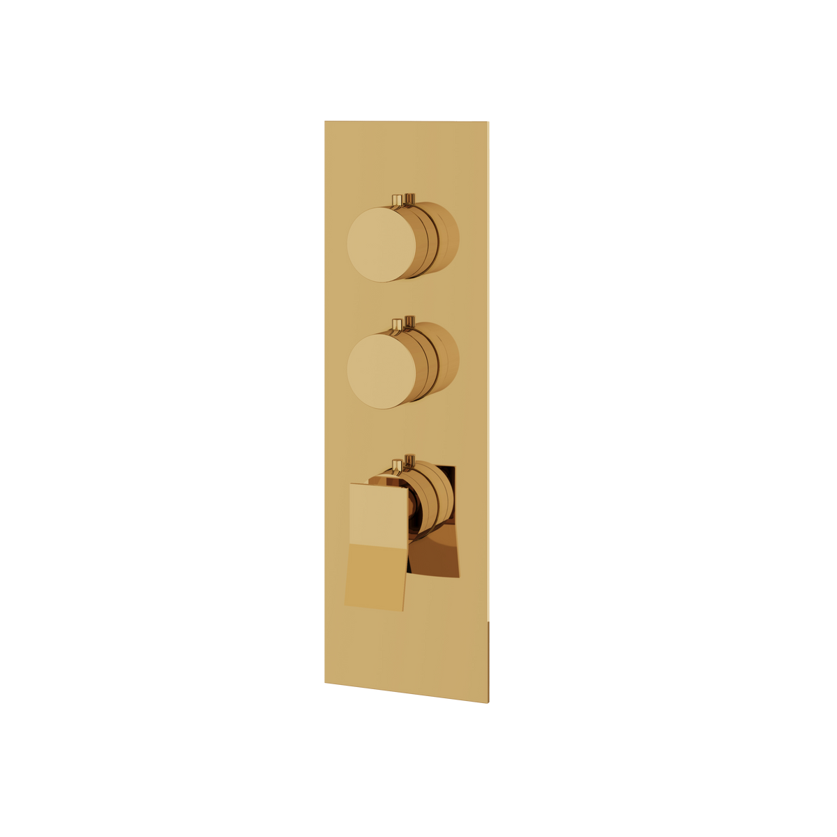 Aquabrass Chicane Square Round Trim Set for 2 Shut-Off Thermostatic Valve SR3219 in polished gold