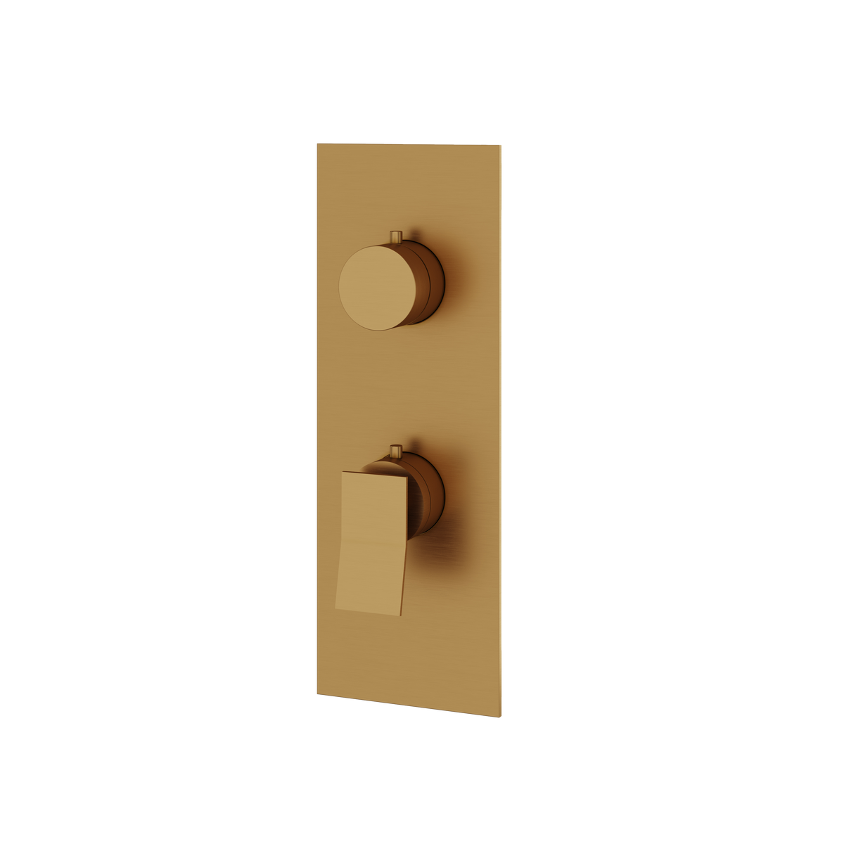 Aquabrass Chicane Square Round Trim Set with 2-Way Shared Diverter for Thermostatic Valve SR8219 in brushed gold
