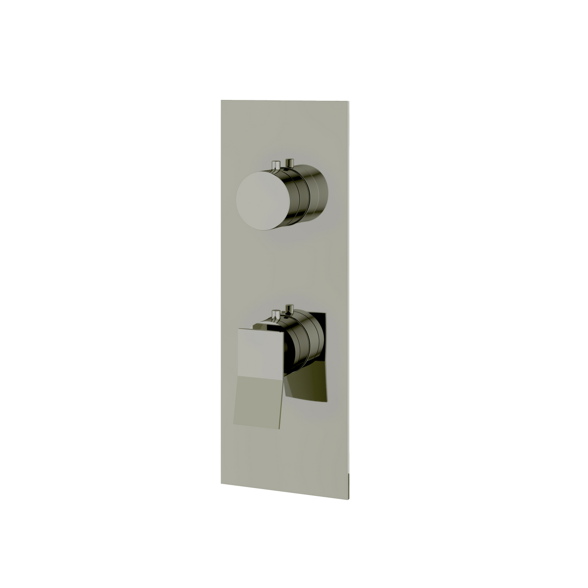 Aquabrass Chicane Square Round Trim Set with 2-Way Shared Diverter for Thermostatic Valve SR8219 in polished nickel