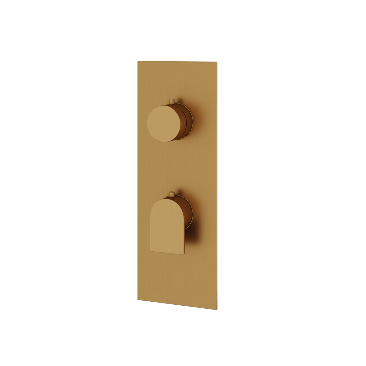 Aquabrass Alpha Square Round Trim Set with 2-Way Shared Diverter for Thermostatic Valve SR8292 in brushed gold