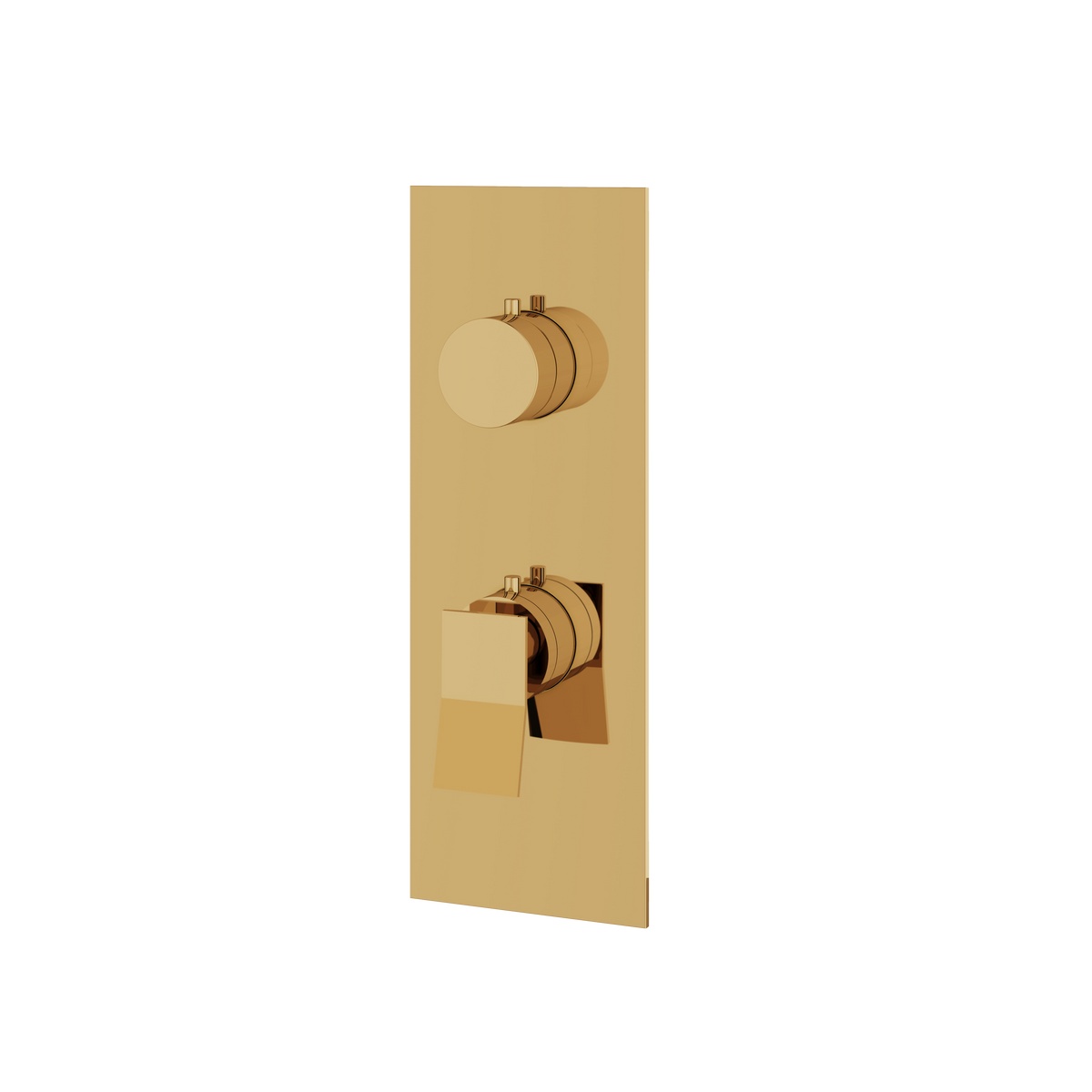 Aquabrass Chicane Square Round Trim Set with 2-Way Non-shared Diverter for Thermostatic Valve SR9219 in polished gold