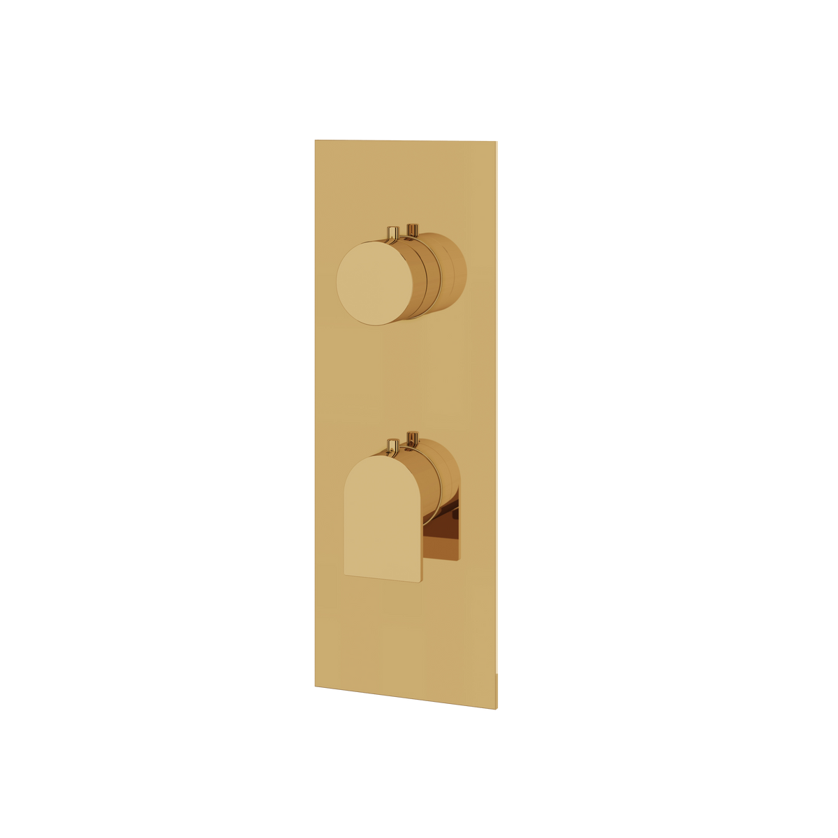 Aquabrass Alpha Square Round Trim Set with 3-Way Non-shared Diverter for Thermostatic Valve SR9392 in polished gold
