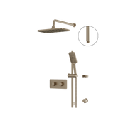 Aquabrass INABOX01G Clip-On Thermostatic 2-Way Non-Shared Shower Kit with 14" x 8" Rainhead & Handshower (CalGreen Option) in brushed nickel
