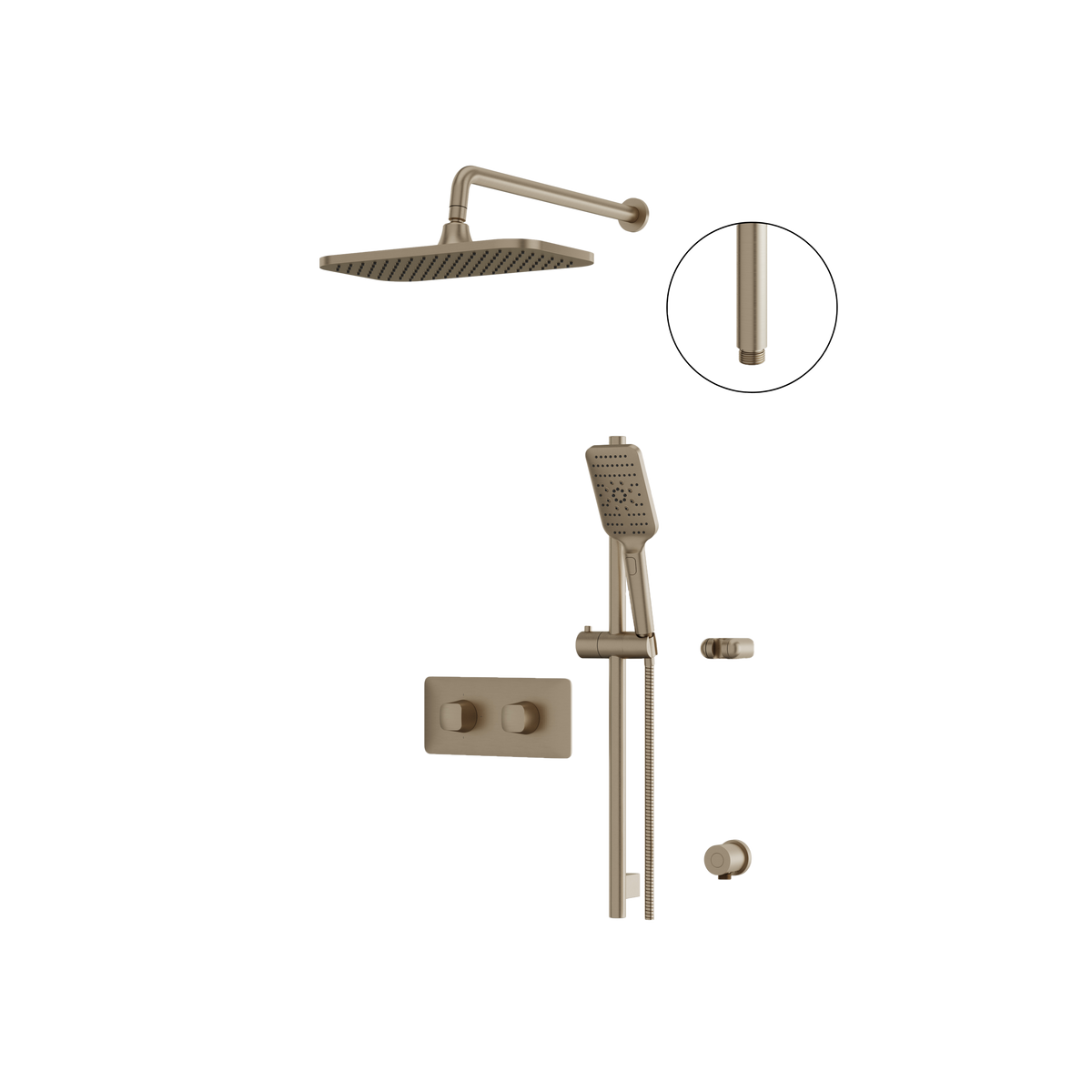 Aquabrass INABOX01G Clip-On Thermostatic 2-Way Non-Shared Shower Kit with 14" x 8" Rainhead & Handshower (CalGreen Option) in brushed nickel