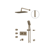 Aquabrass INABOX03G Clip-On Thermostatic 3-Way Non-Shared Shower Kit with 14" x 8" Rainhead, Body Jets & Handshower (CalGreen Option) in brushed nickel