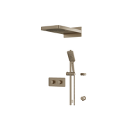 Aquabrass INABOX04G Clip-On Thermostatic 3-Way Non-Shared Shower Kit with Aquasheet Dual Function Rainhead & Handshower (CalGreen Option) in brushed nickel