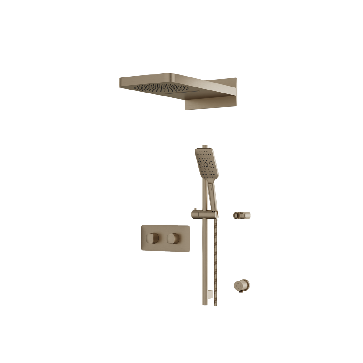 Aquabrass INABOX04G Clip-On Thermostatic 3-Way Non-Shared Shower Kit with Aquasheet Dual Function Rainhead & Handshower (CalGreen Option) in brushed nickel