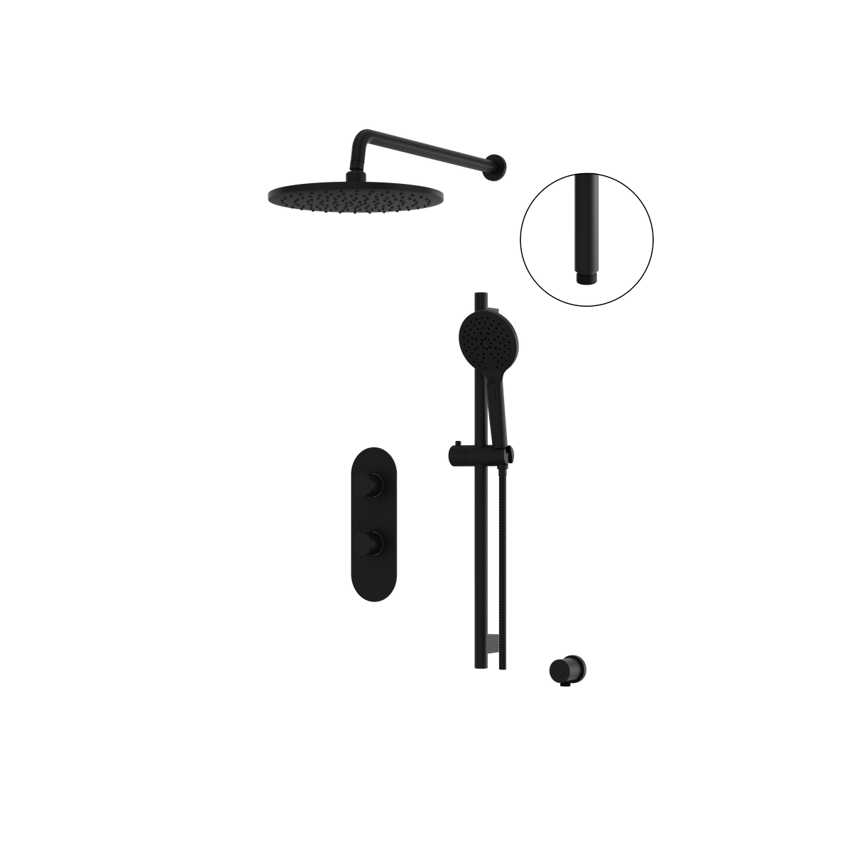 Aquabrass SHOWERBOX01G Round Thermostatic 2-Way Non-Shared Shower Kit with 12" Round Rainhead & Handshower (CalGreen Option) in electro black