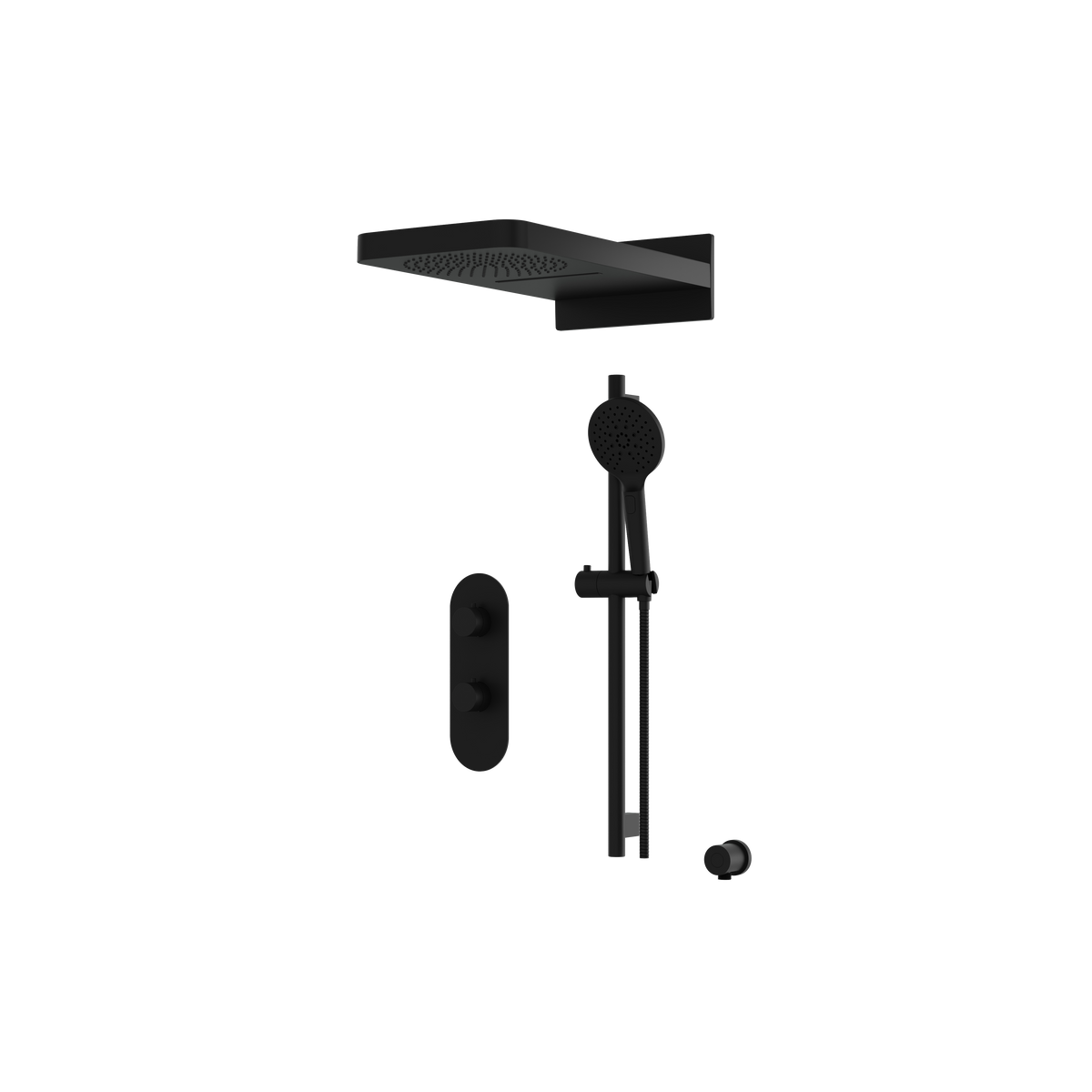 Aquabrass SHOWERBOX04G Round Thermostatic 3-Way Non-Shared Shower Kit with Aquasheet Dual Function Rainhead & Handshower in electro black