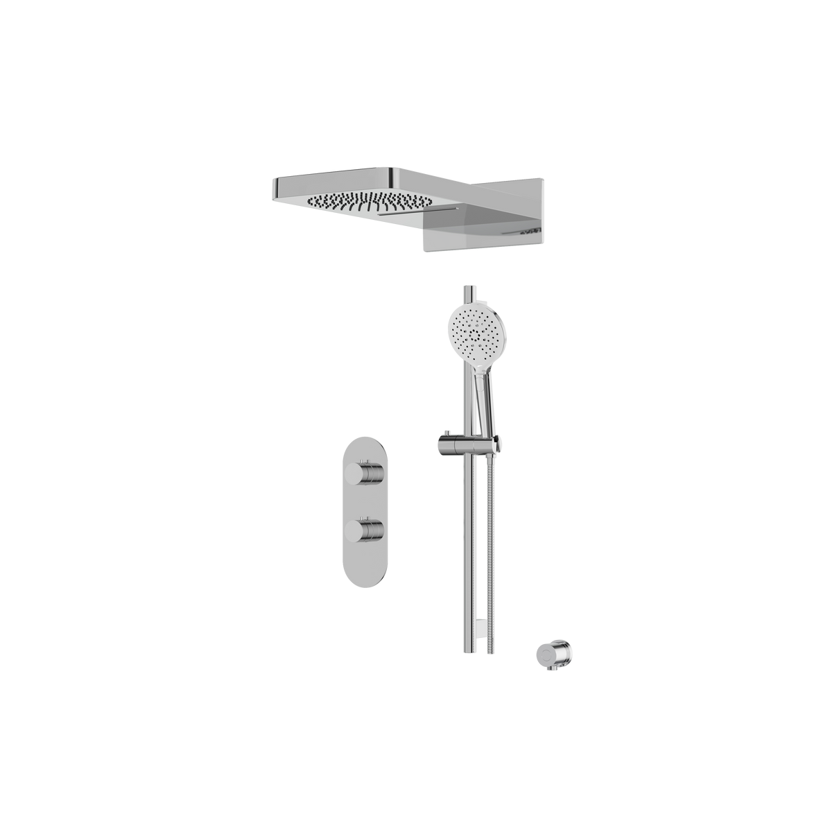 Aquabrass SHOWERBOX04G Round Thermostatic 3-Way Non-Shared Shower Kit with Aquasheet Dual Function Rainhead & Handshower in polished chrome