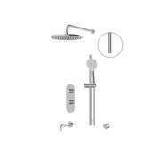 Aquabrass SHOWERBOXN02 Round Thermostatic 3-Way Shared Tub & Shower Kit with 12" Rainhead & Handshower in polished chrome