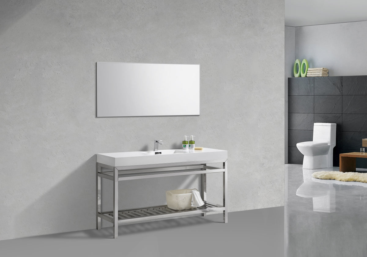 Kube Bath Cisco 60" Single Sink Stainless Steel Console with Acrylic Sink - Chrome - Chrome (AC60S) view 3