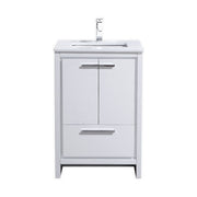 KubeBath Dolce 24″ Modern Bathroom Vanity with Quartz Counter-Top - Gloss White (AD624GW)